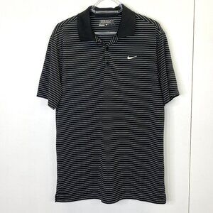 Nike Golf Polo Shirt Mens Medium Tour Performance Striped Dri Fit Short Sleeve